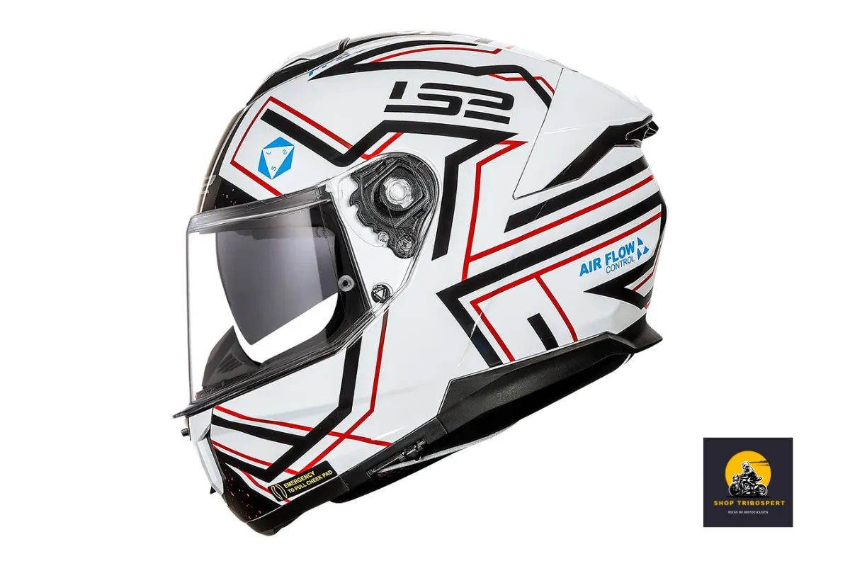 Capacete Ls2 FF808 Stream II Maze Branco e Preto Tamanho:58