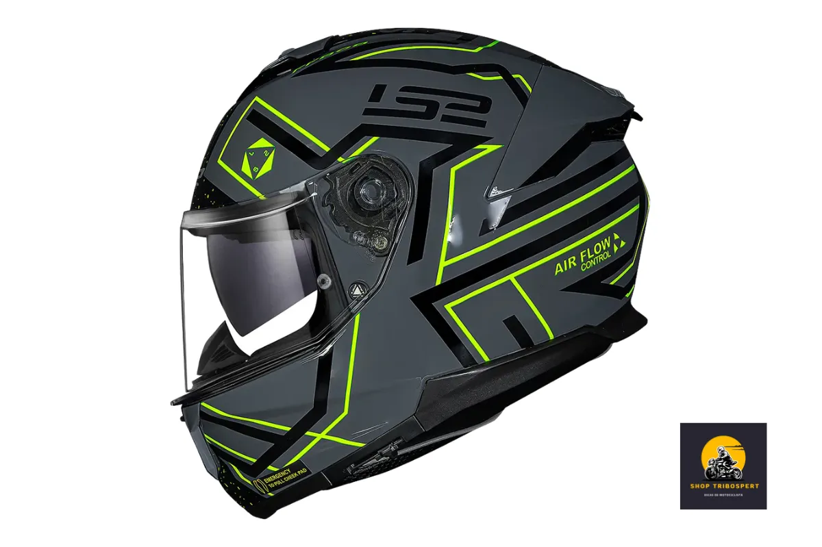 Capacete Ls2 FF808 Stream II Maze Preto e Cinza Brilhante
