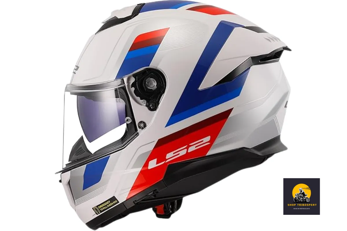 Capacete Ls2 Stream II FF808 Vintage Branco/Azul/Vermelho - 58/M