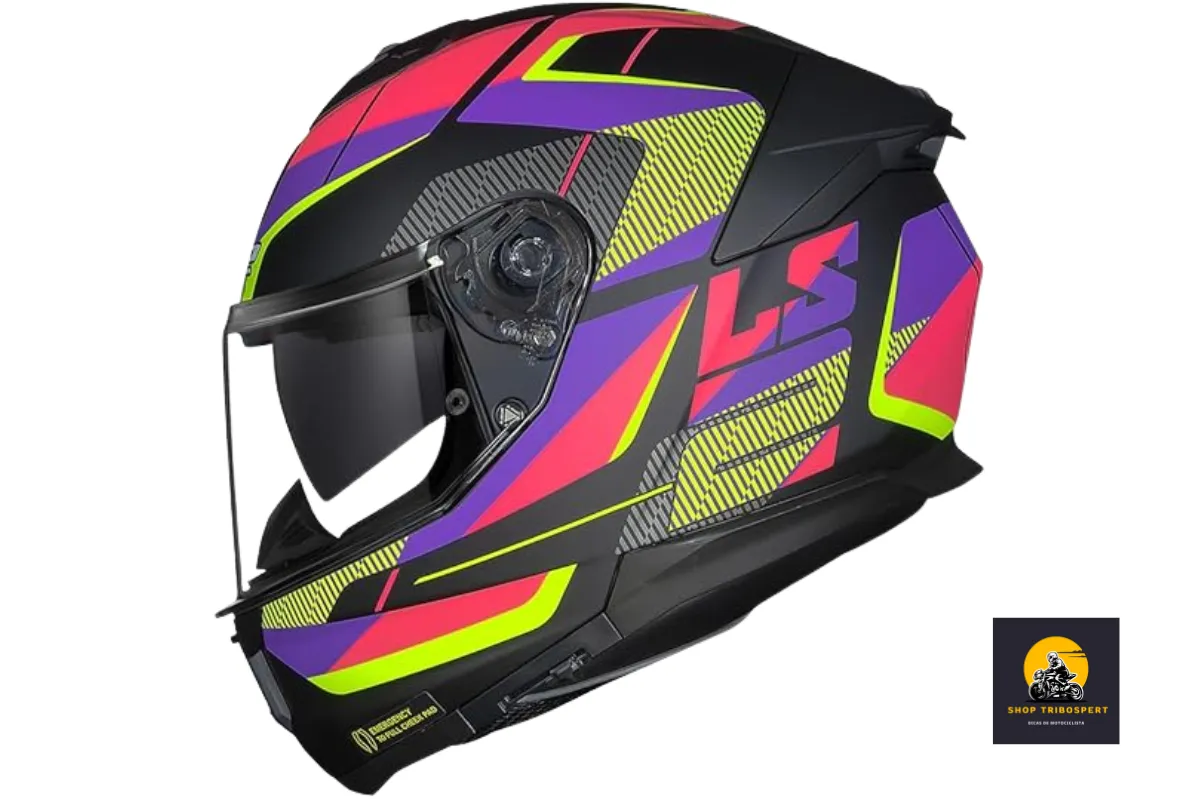 Capacete Ls2 FF808 Stream II Road Preto e Rosa Fosco Tamanho:56