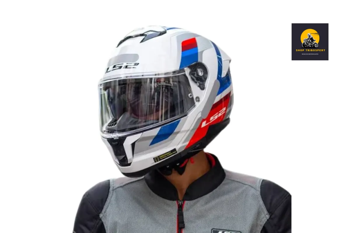 Capacete Ls2 FF808 Stream II Vintage Branco Azul vermelho